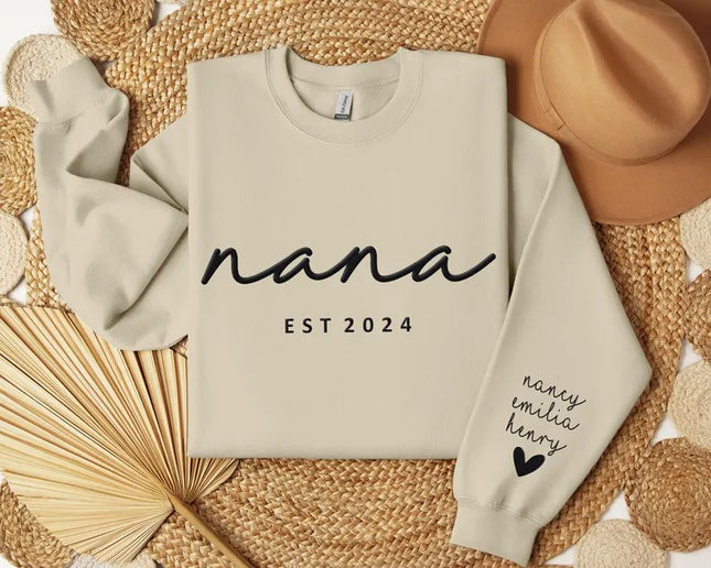 Personalised Grandma Sweatshirt, Custom Embossed Est Date Puff Printed Sweater