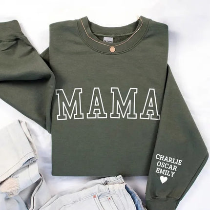 Personalised Dad Sweatshirt, Custom Kids Name On Sleeve Puff Printed Sweater