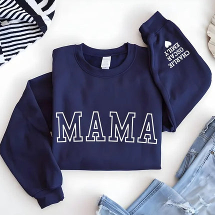 Personalised Dad Sweatshirt, Custom Kids Name On Sleeve Puff Printed Sweater