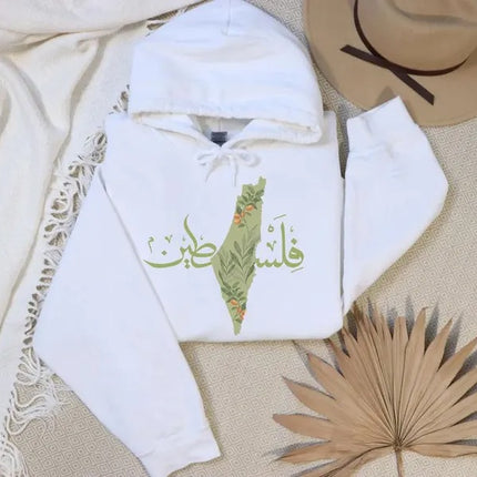 Palestine Olive Map Hoodies, Palestine Arabic Calligraphy Hoodies, Palestine Clothing