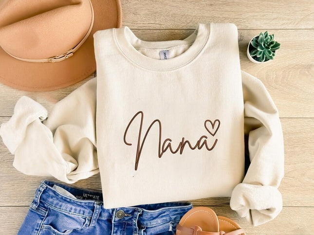 Embroidered Nana Crewneck Sweatshirt, Nana with Heart Sweatshirt, New Mom Gift