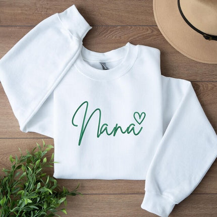 Embroidered Nana Crewneck Sweatshirt, Nana with Heart Sweatshirt, New Mom Gift