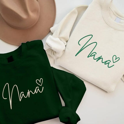 Embroidered Nana Crewneck Sweatshirt, Nana with Heart Sweatshirt, New Mom Gift