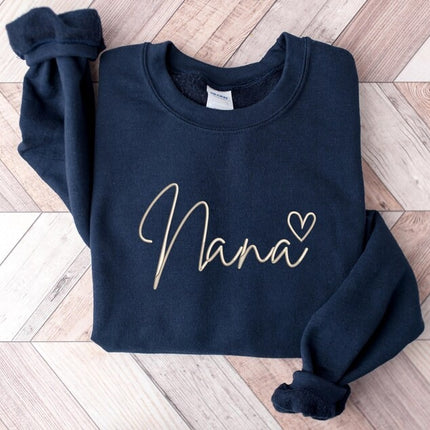 Embroidered Nana Crewneck Sweatshirt, Nana with Heart Sweatshirt, New Mom Gift