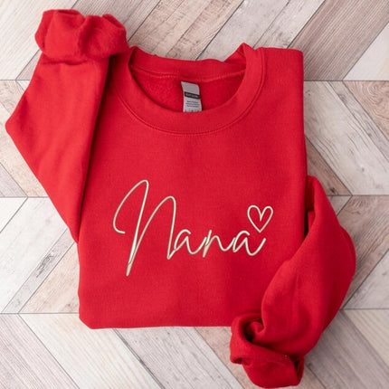 Embroidered Nana Crewneck Sweatshirt, Nana with Heart Sweatshirt, New Mom Gift