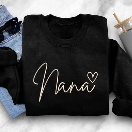 Embroidered Nana Crewneck Sweatshirt, Nana with Heart Sweatshirt, New Mom Gift