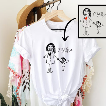 Custom Kids Drawing T-Shirt, Personalized Child's Artwork Printed Tees, Mom Dad Gift