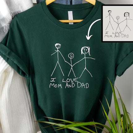 Custom Kids Drawing T-Shirt, Personalized Child's Artwork Printed Tees, Mom Dad Gift