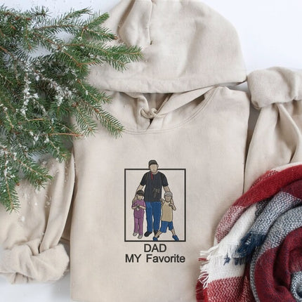 Embroidered Dad Photo Portrait Hoodie, Custom Fathers Day Jumper, Gift For Her