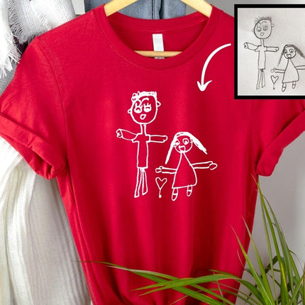 Custom Kids Drawing T-Shirt, Personalized Child's Artwork Printed Tees, Mom Dad Gift