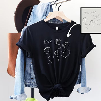 Custom Kids Drawing T-Shirt, Personalized Child's Artwork Printed Tees, Mom Dad Gift