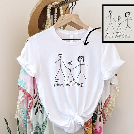 Custom Kids Drawing T-Shirt, Personalized Child's Artwork Printed Tees, Mom Dad Gift