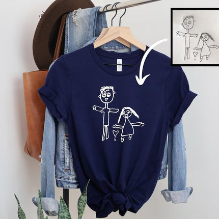 Custom Kids Drawing T-Shirt, Personalized Child's Artwork Printed Tees, Mom Dad Gift