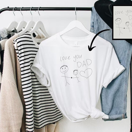 Custom Kids Drawing T-Shirt, Personalized Child's Artwork Printed Tees, Mom Dad Gift