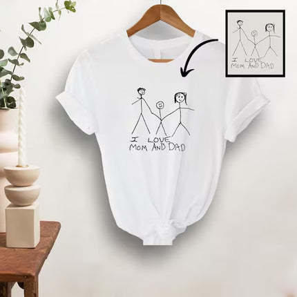 Custom Kids Drawing T-Shirt, Personalized Child's Artwork Printed Tees, Mom Dad Gift