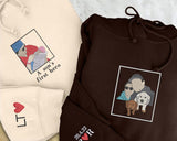 Dad Photo Portrait Embroidered Hoodie, Personalized Drawing Sketch from Photo Hoody, Custom Fathers Day Jumper, Best Birthday Gift for Daddy