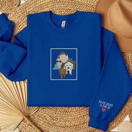Personalised Dad Photo Sketch Sweatshirt, Embroidered Portrait Sweater with Initials