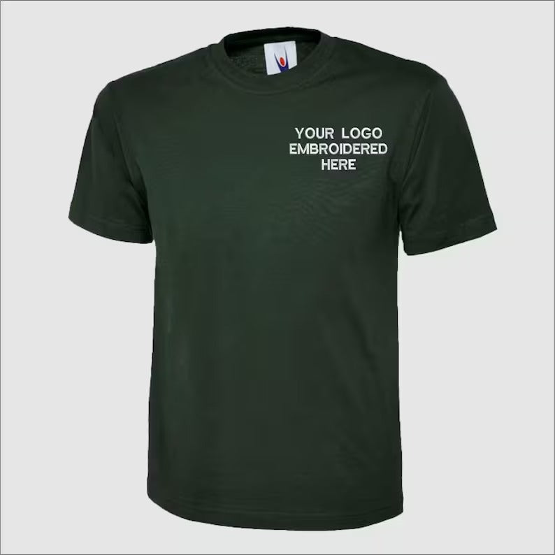 Custom Embroidered Logo T-Shirt, Your Logo Here Workwear Tees, Business Branding Tee, Personalised Shirt, Company Logo