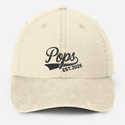 Custom Pop Embroidered Hat, Personalized Est. Year Baseball Cap, Vintage Grandpa Hat