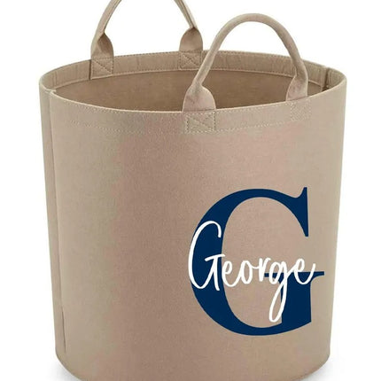 Personalised Felt Storage Basket with Initials, Custom Toy Organizer, Kids Room Printed Baskets, Baby Shower Gift, Pet Toy Bin, Gift for Her