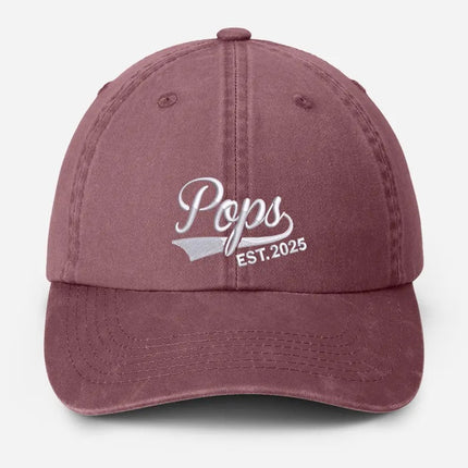 Custom Pop Embroidered Hat, Personalized Est. Year Baseball Cap, Vintage Grandpa Hat