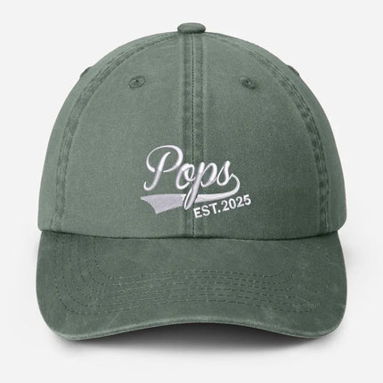 Custom Pop Embroidered Hat, Personalized Est. Year Baseball Cap, Vintage Grandpa Hat