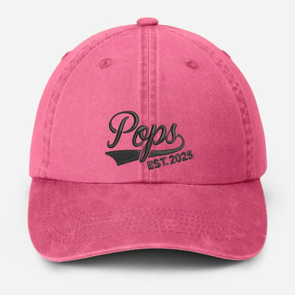 Custom Pop Embroidered Hat, Personalized Est. Year Baseball Cap, Vintage Grandpa Hat