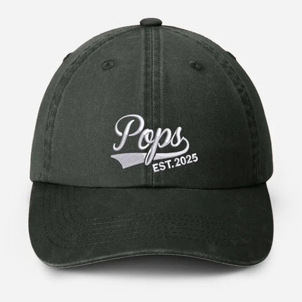 Custom Pop Embroidered Hat, Personalized Est. Year Baseball Cap, Vintage Grandpa Hat