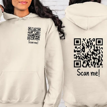 Custom QR Code Hoodie – Personalised Hidden Message Hoodies, Funny & Sarcastic QR Code Design Jumpers, Unisex Hoodies, Gifts for Him and Her