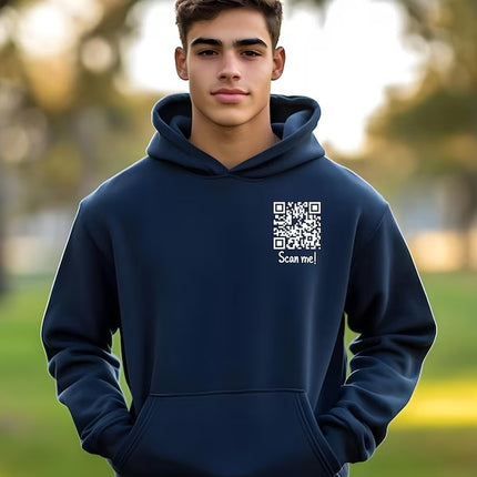 Custom QR Code Hoodie – Personalised Hidden Message Hoodies, Funny & Sarcastic QR Code Design Jumpers, Unisex Hoodies, Gifts for Him and Her