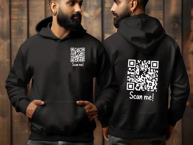 Custom QR Code Hoodie – Personalised Hidden Message Hoodies, Funny & Sarcastic QR Code Design Jumpers, Unisex Hoodies, Gifts for Him and Her