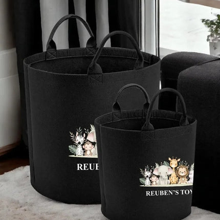 Personalized Safari Children's Storage Baskets, Custom Kids Name Room Pet Baskets