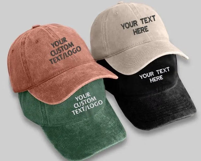 Personalised Embroidered Hat, Custom Name Dad Cap, Custom Text Workwear Hats