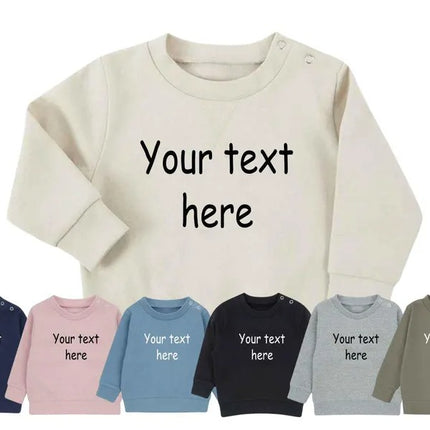 Personalised Text Baby & Toddler Sweatshirt, Custom Kids Sustainable Sweaters, Personalized Text/ Name Toddlers Crewnecks, Baby Shower Gifts