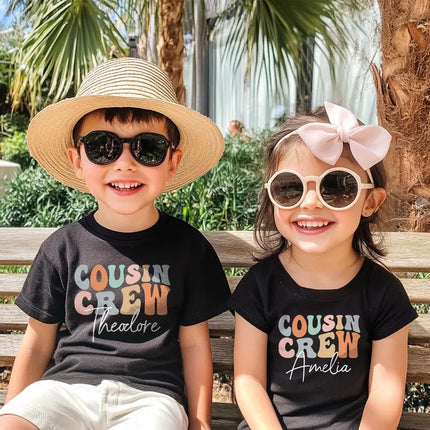 Personalised Cousin Crew Shirt, Groovy Kids Matching T-Shirt, Summer Sibling Tees