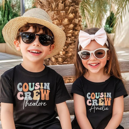 Personalised Cousin Crew Shirt, Groovy Kids Matching T-Shirt, Summer Sibling Tees