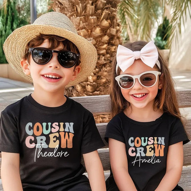 Personalised Cousin Crew Shirt, Groovy Kids Matching T-Shirt, Summer Sibling Tees