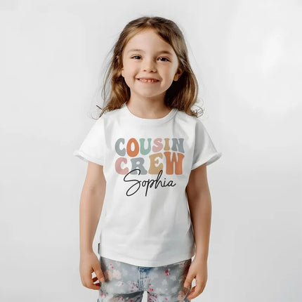 Personalised Cousin Crew Shirt, Groovy Kids Matching T-Shirt, Summer Sibling Tees