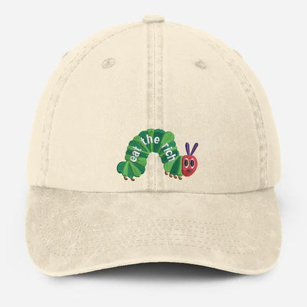 Embroidered Eat The Rich Hat, Funny Hungry Caterpillar Baseball Cap, Bookish Hat