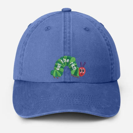 Embroidered Eat The Rich Hat, Funny Hungry Caterpillar Baseball Cap, Bookish Hat