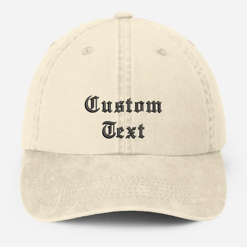 Personalised Embroidered Hat, Custom Text & Logo Baseball Hats, Your Company Monogran Cap, Cotton Snapback Vintage Hat, Father's Day Gift