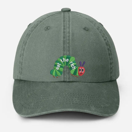 Embroidered Eat The Rich Hat, Funny Hungry Caterpillar Baseball Cap, Bookish Hat