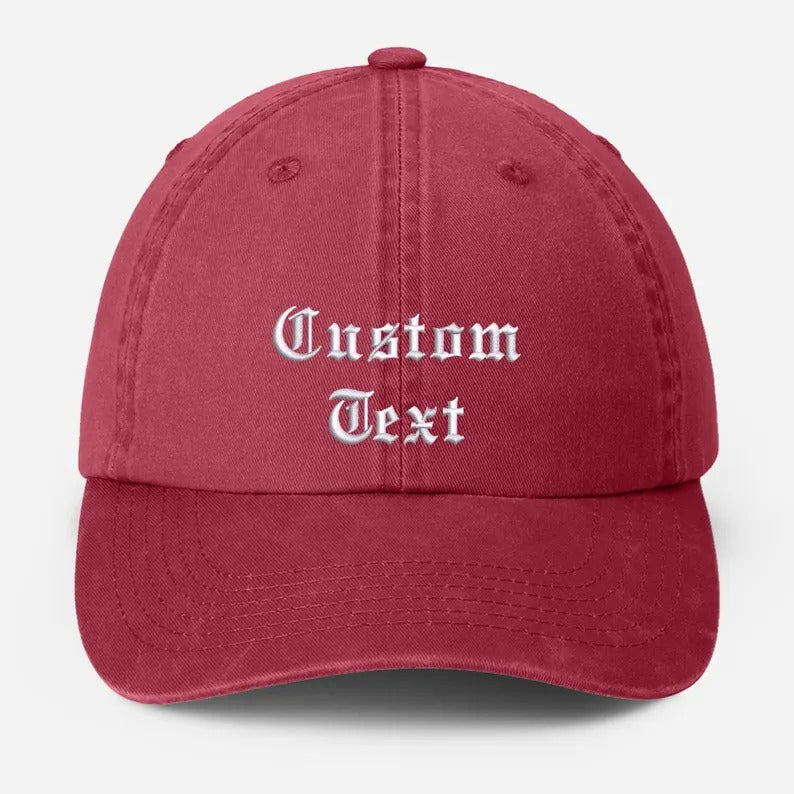 Personalised Embroidered Hat, Custom Text & Logo Baseball Hats, Your Company Monogran Cap, Cotton Snapback Vintage Hat, Father's Day Gift