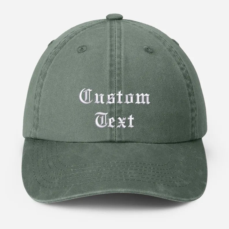 Personalised Embroidered Hat, Custom Text & Logo Baseball Hats, Your Company Monogran Cap, Cotton Snapback Vintage Hat, Father's Day Gift