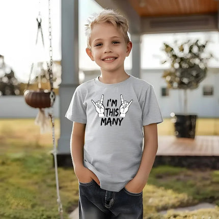 I'm This Many 4 Kids T-Shirt – Fourth Birthday Kids T Shirts, 4th Birthday Party Tees, Children's Age 4 Shirts, Toddler Birthday Party Gifts