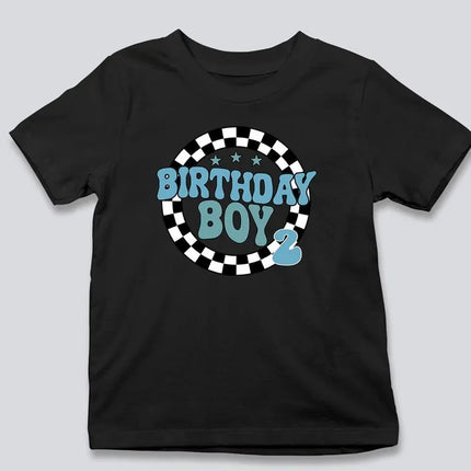 Personalised Birthday Boy T-Shirt, Retro Racing Checkered Flag Tees, Kids Race Car Birthday Outfits, Boys Racing Party Shirt, Birthday Gifts