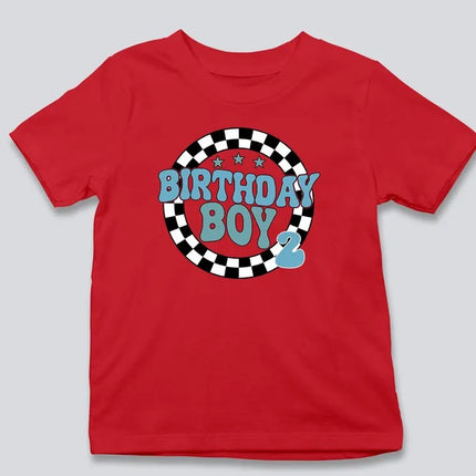 Personalised Birthday Boy T-Shirt, Retro Racing Checkered Flag Tees, Kids Race Car Birthday Outfits, Boys Racing Party Shirt, Birthday Gifts