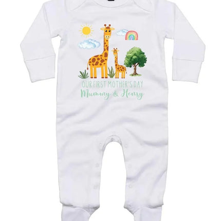 Personalised First Mothers Day Baby Grow, New Mom 1st Mothers Day Baby Gift, Custom Baby Name Sleepsuit, Mothers Day Baby Outfit for New Mom