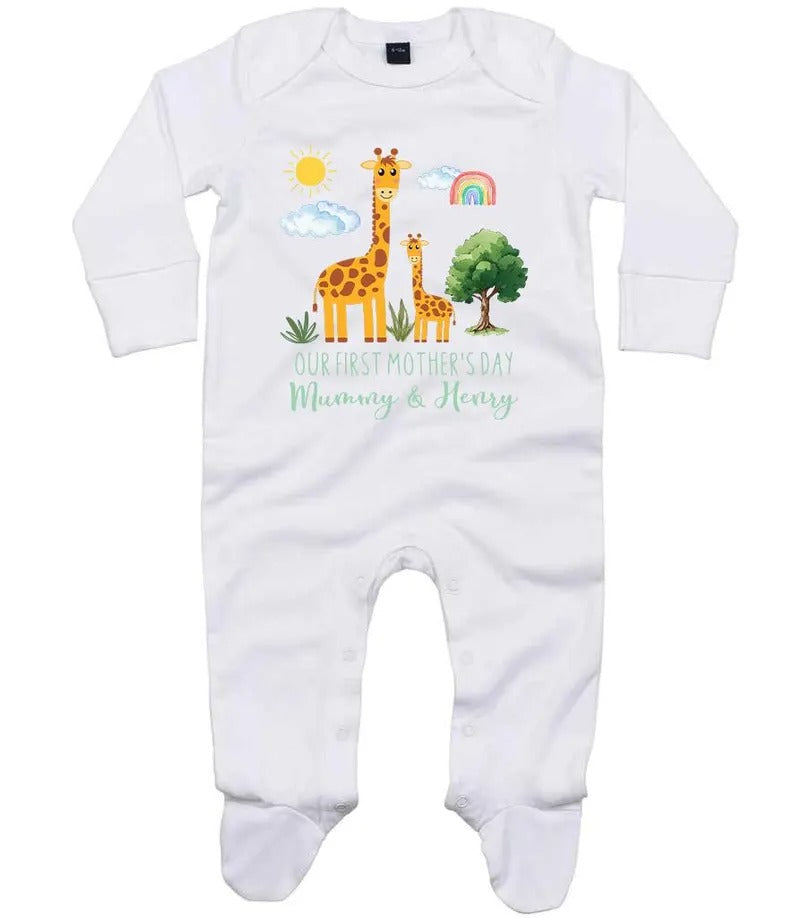 Personalised First Mothers Day Baby Grow, New Mom 1st Mothers Day Baby Gift, Custom Baby Name Sleepsuit, Mothers Day Baby Outfit for New Mom