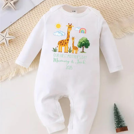 Personalised First Mothers Day Baby Grow, New Mom 1st Mothers Day Baby Gift, Custom Baby Name Sleepsuit, Mothers Day Baby Outfit for New Mom